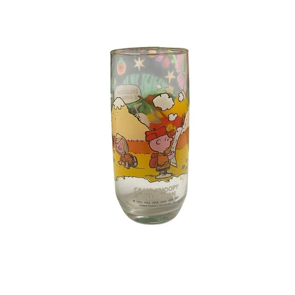 Peanuts McDonalds Camp Snoopy vintage drinking glass cup charlie brown linus